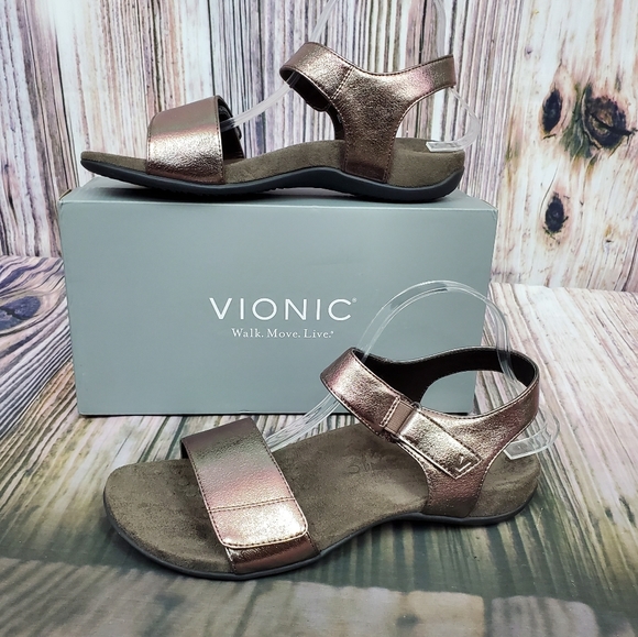 Vionic Shoes | Vionic Marsala Gunmetal Metallic Comfort Sandals | Poshmark